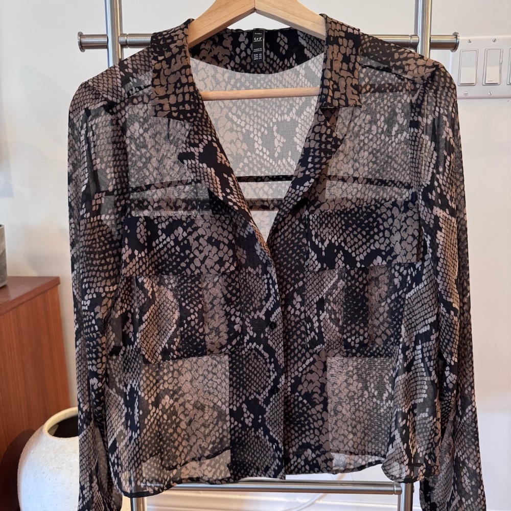 Zara Sheer Python Print Blouse - Relaxed Fit - image 1